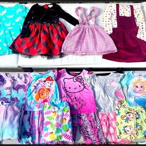 Large 3t girls pajama and dress bundle